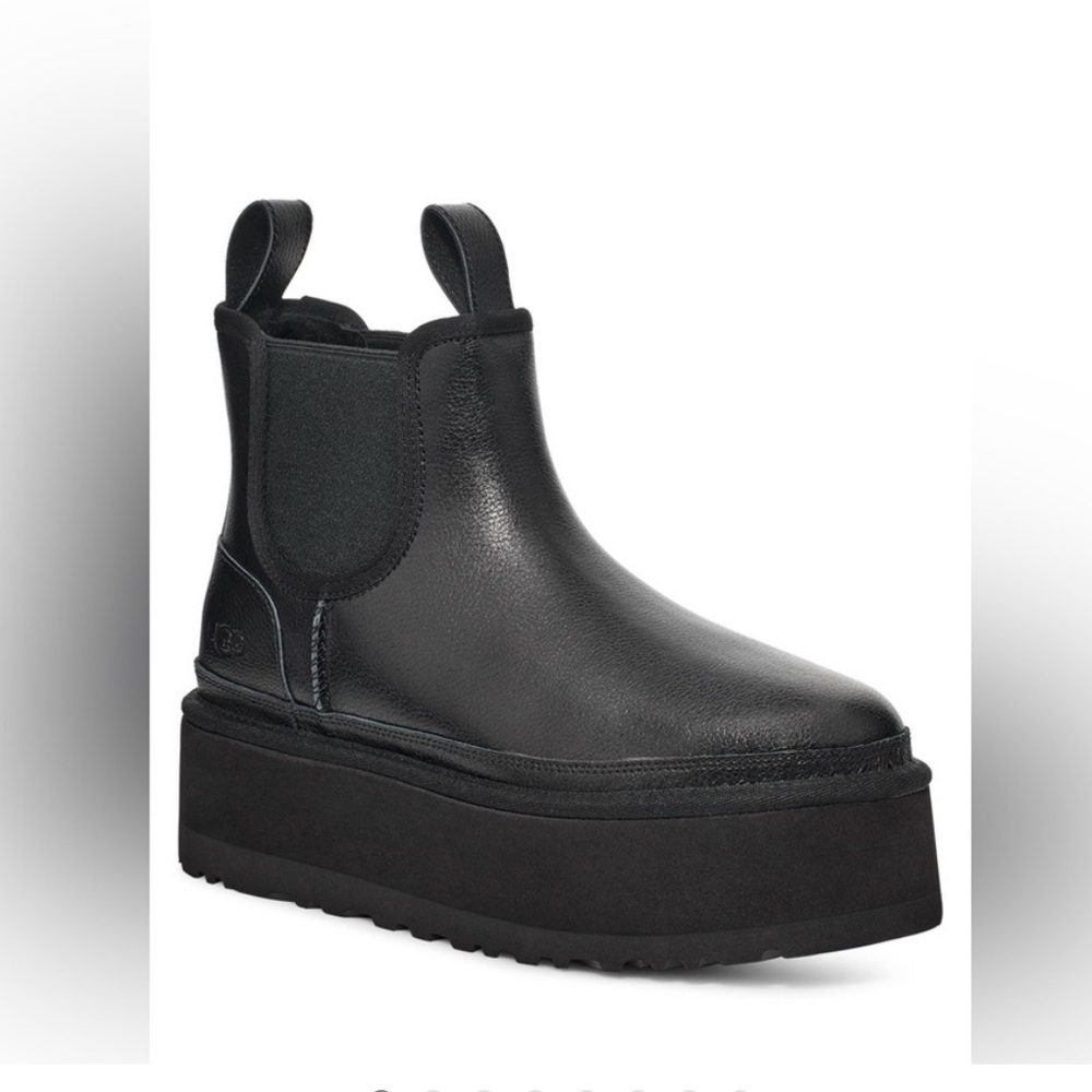 UGG Black Leather Platform Boots